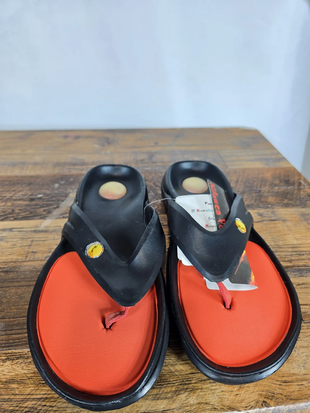 Hawaiian Jellys Men's Black and Red Comfort Flip Flops Sandals Size 7